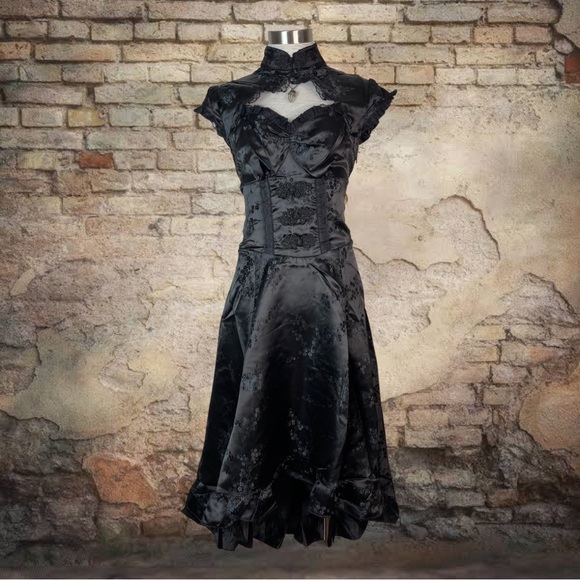 Jawbreaker Gothic Victorian Edwardian Prom Ball Witch Black Dress L - Picture 3 of 9
